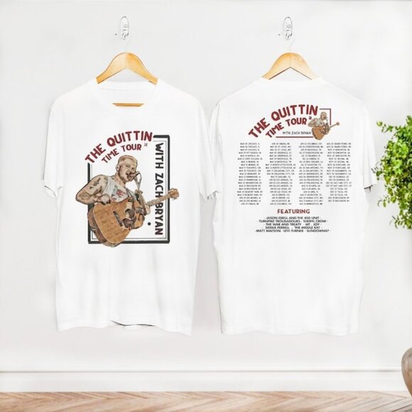 Zach Bryan The Quittin Time 2024 Tour T-Shirt Country Music Fan Gift 2 Sided 79 - Picture 1 of 7